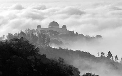 The Observatory shrouded in fog.